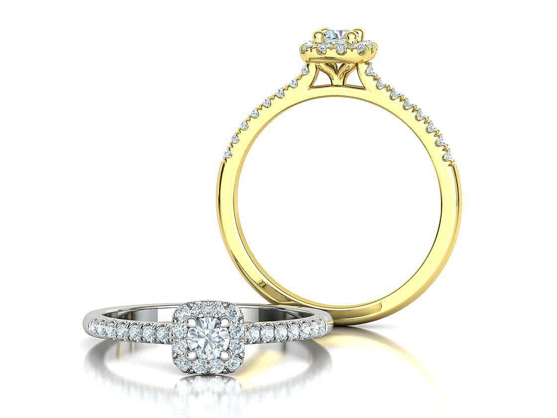 Cushion Halo Engagement Promise Ring 3Dprint model  3D print model_2