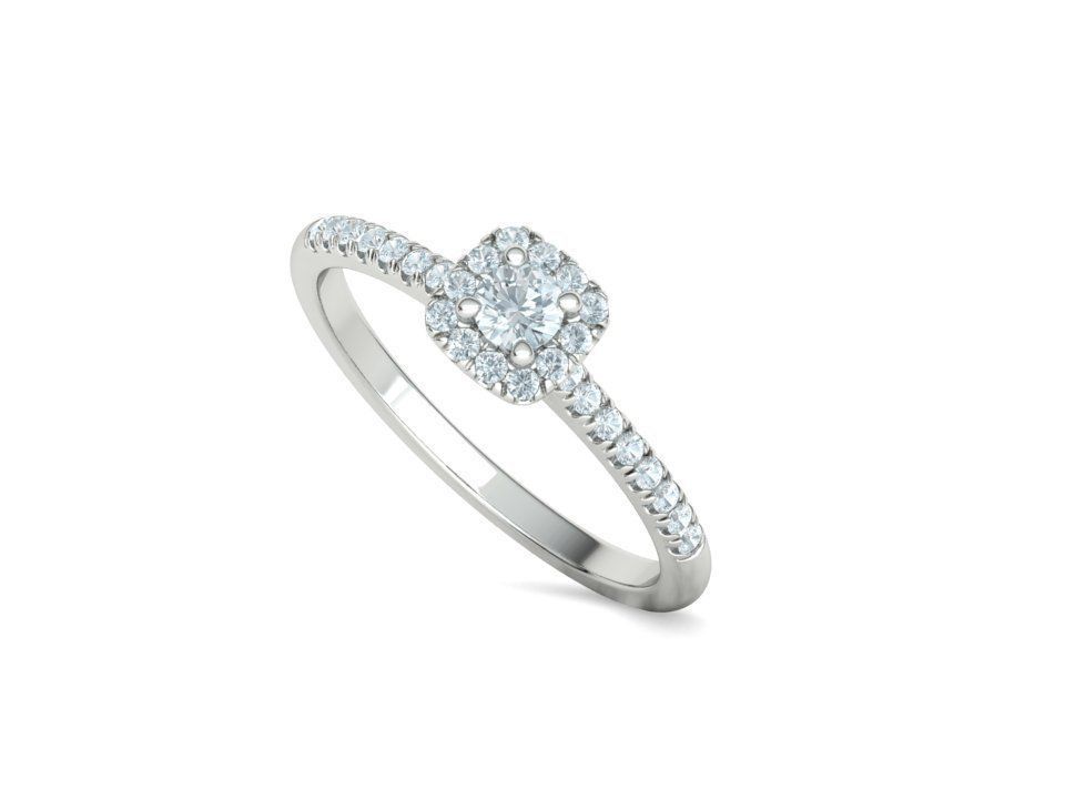 Cushion Halo Engagement Promise Ring 3Dprint model  3D print model_35