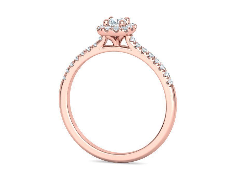 Cushion Halo Engagement Promise Ring 3Dprint model  3D print model_21