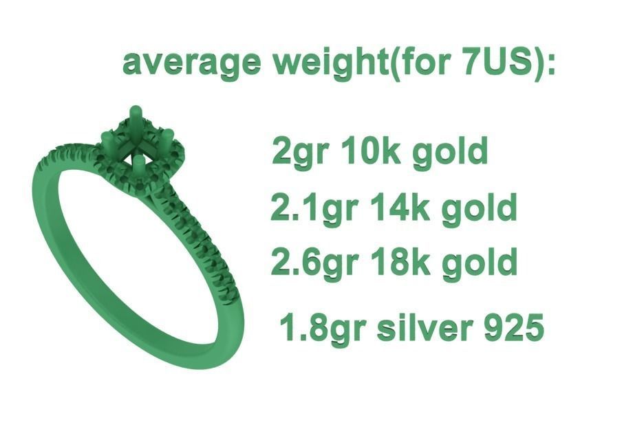 Cushion Halo Engagement Promise Ring 3Dprint model  3D print model_10