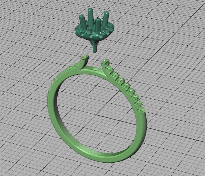 Cushion Halo Engagement Promise Ring 3Dprint model  3D print model_9