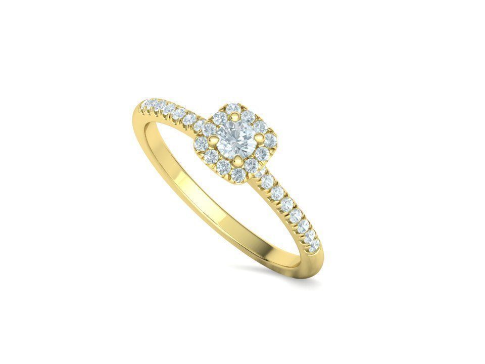Cushion Halo Engagement Promise Ring 3Dprint model  3D print model_34