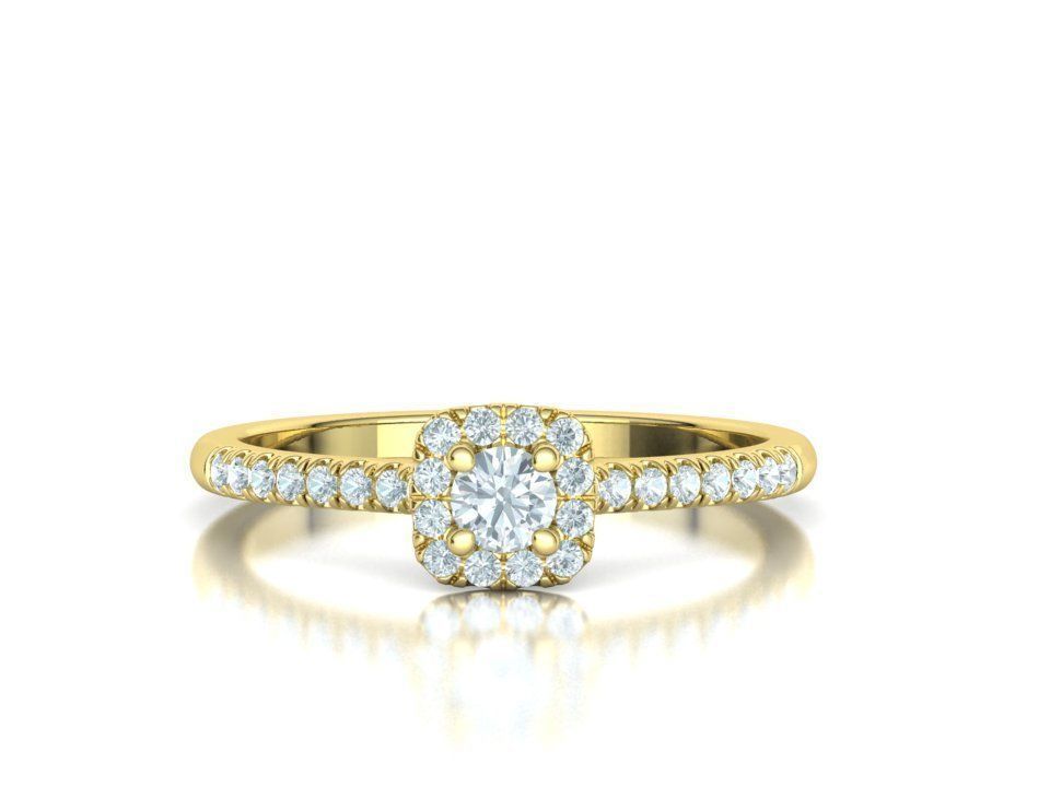 Cushion Halo Engagement Promise Ring 3Dprint model  3D print model_13