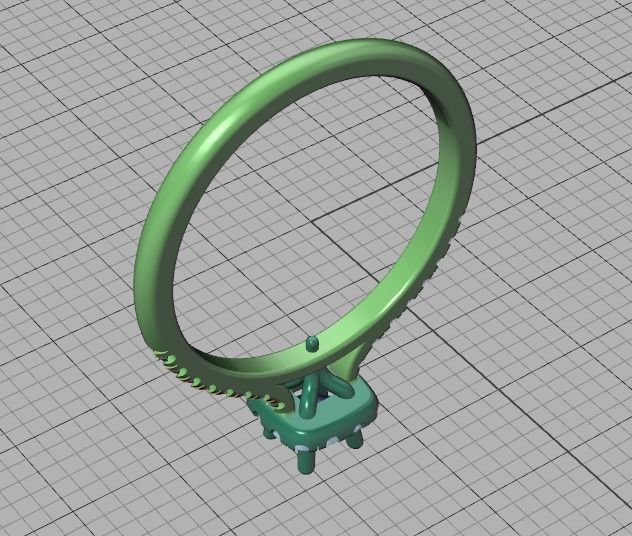 Cushion Halo Engagement Promise Ring 3Dprint model  3D print model_42