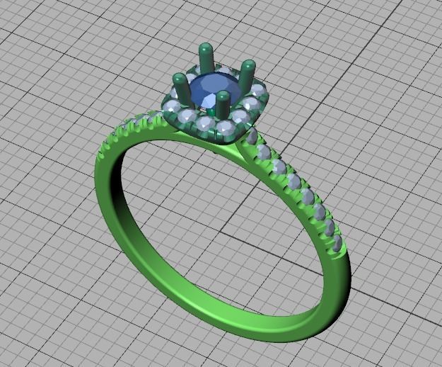Cushion Halo Engagement Promise Ring 3Dprint model  3D print model_40