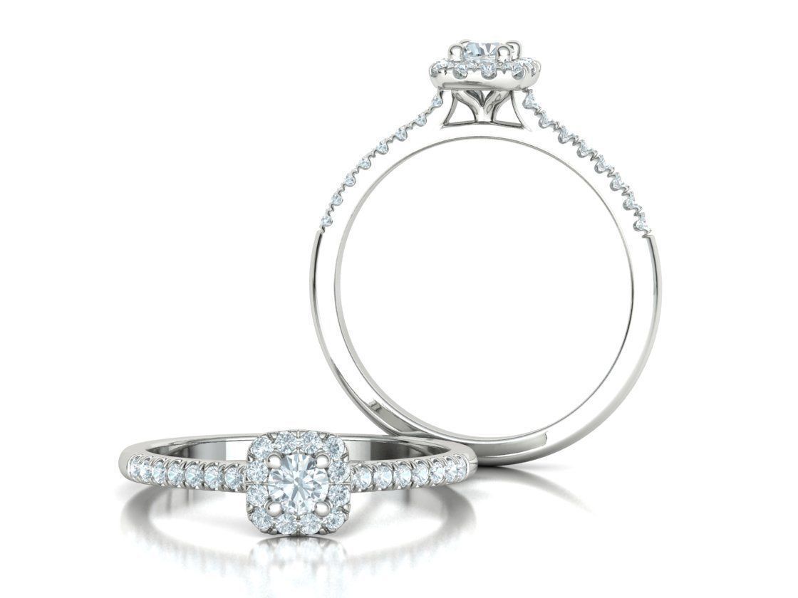 Cushion Halo Engagement Promise Ring 3Dprint model  3D print model_5