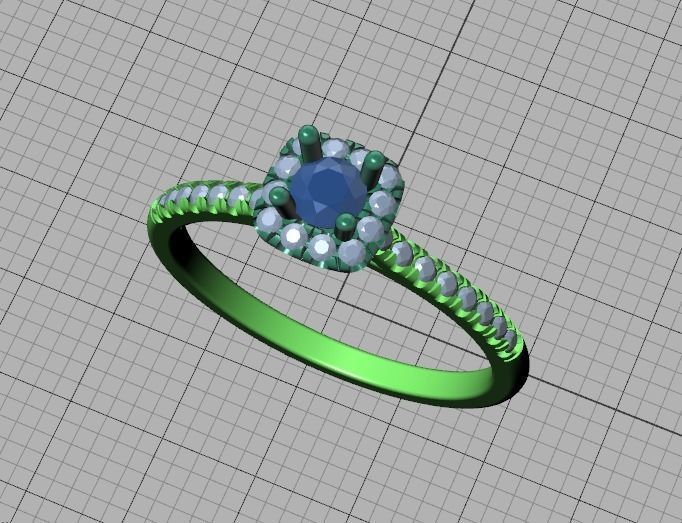 Cushion Halo Engagement Promise Ring 3Dprint model  3D print model_39