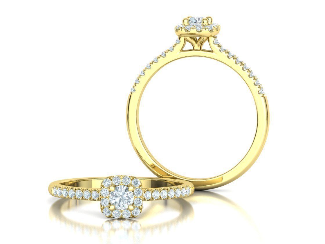 Cushion Halo Engagement Promise Ring 3Dprint model  3D print model_4