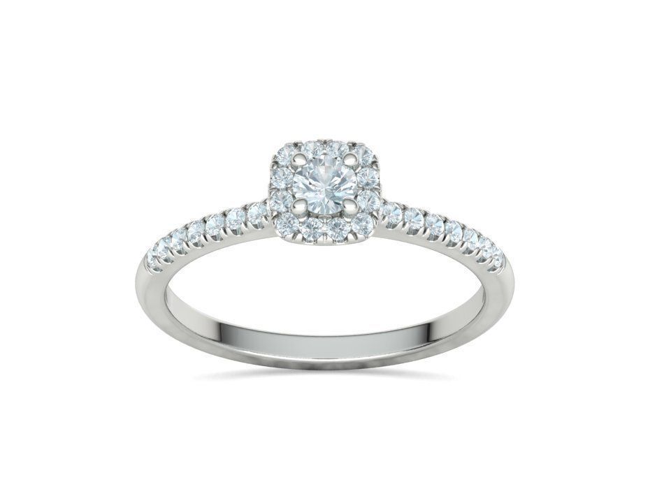 Cushion Halo Engagement Promise Ring 3Dprint model  3D print model_17