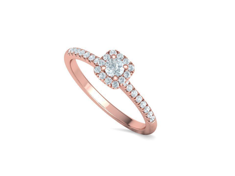 Cushion Halo Engagement Promise Ring 3Dprint model  3D print model_33