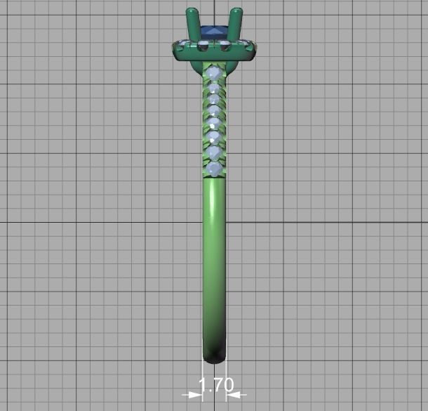 Cushion Halo Engagement Promise Ring 3Dprint model  3D print model_43