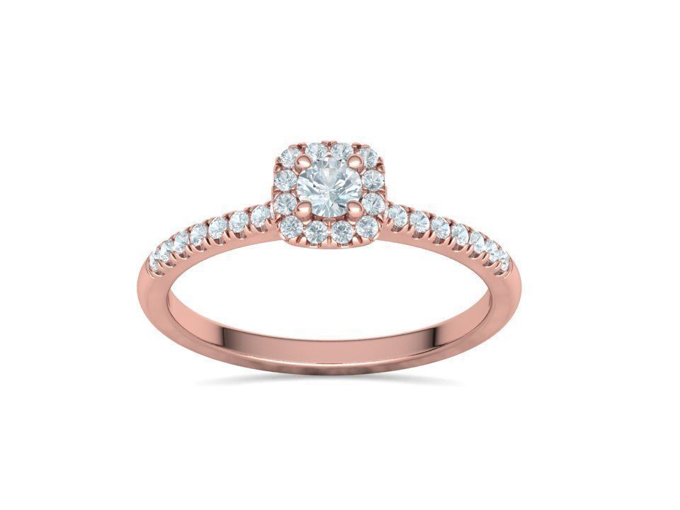 Cushion Halo Engagement Promise Ring 3Dprint model  3D print model_15