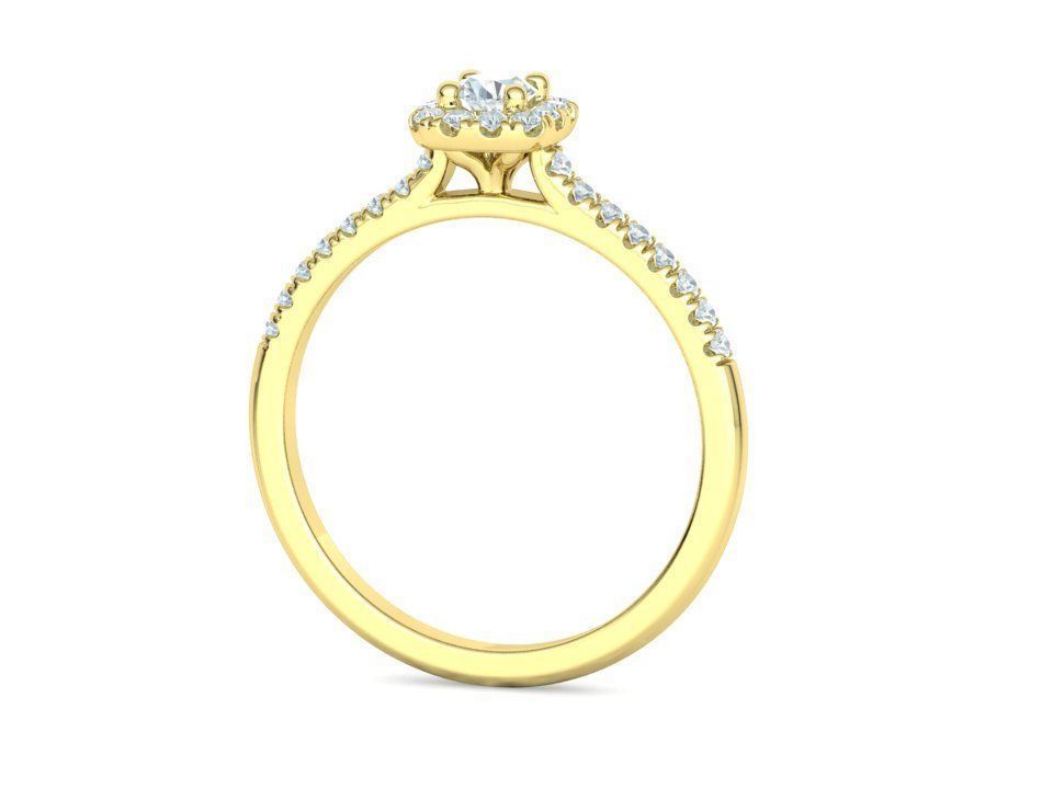 Cushion Halo Engagement Promise Ring 3Dprint model  3D print model_22