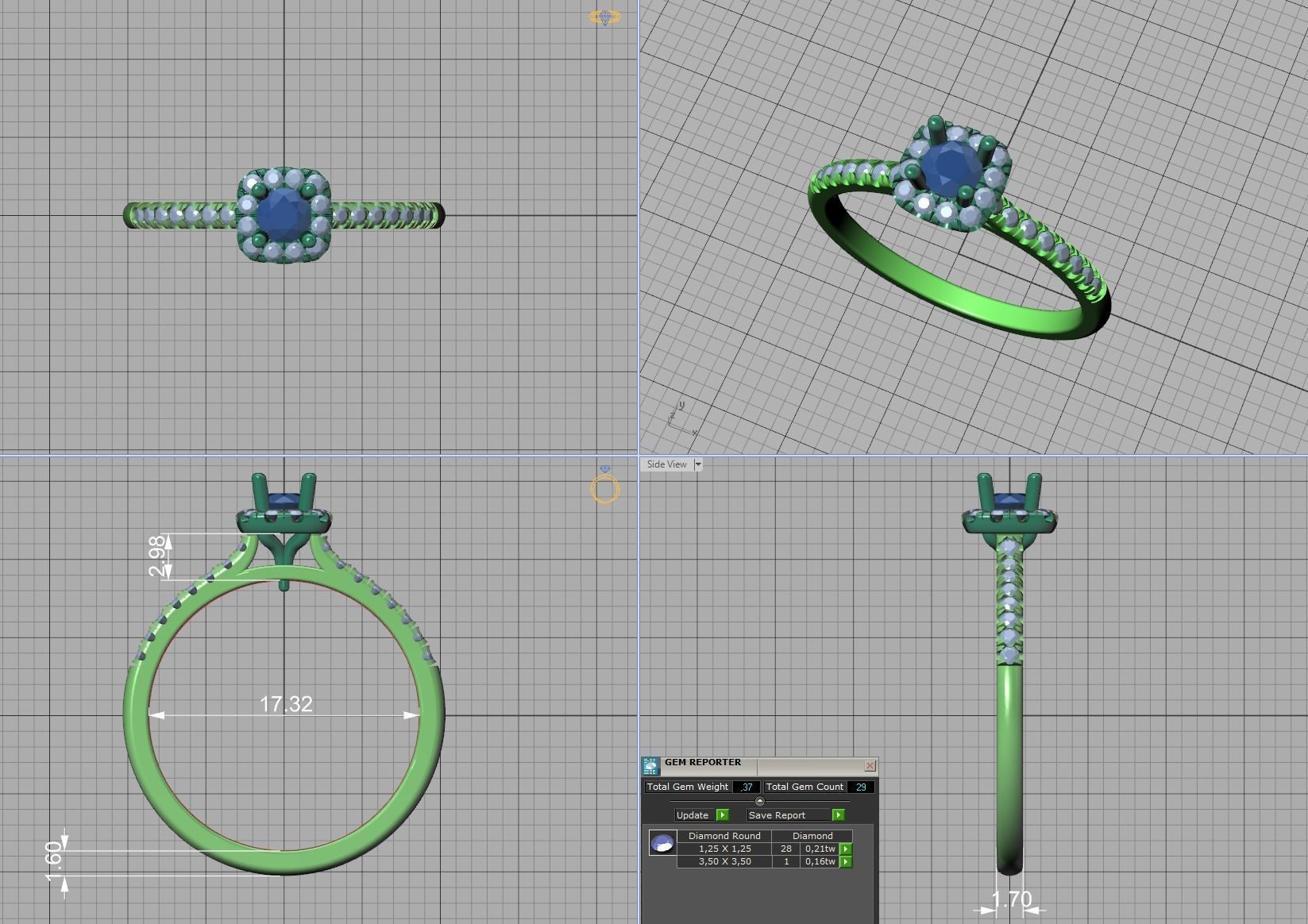 Cushion Halo Engagement Promise Ring 3Dprint model  3D print model_7