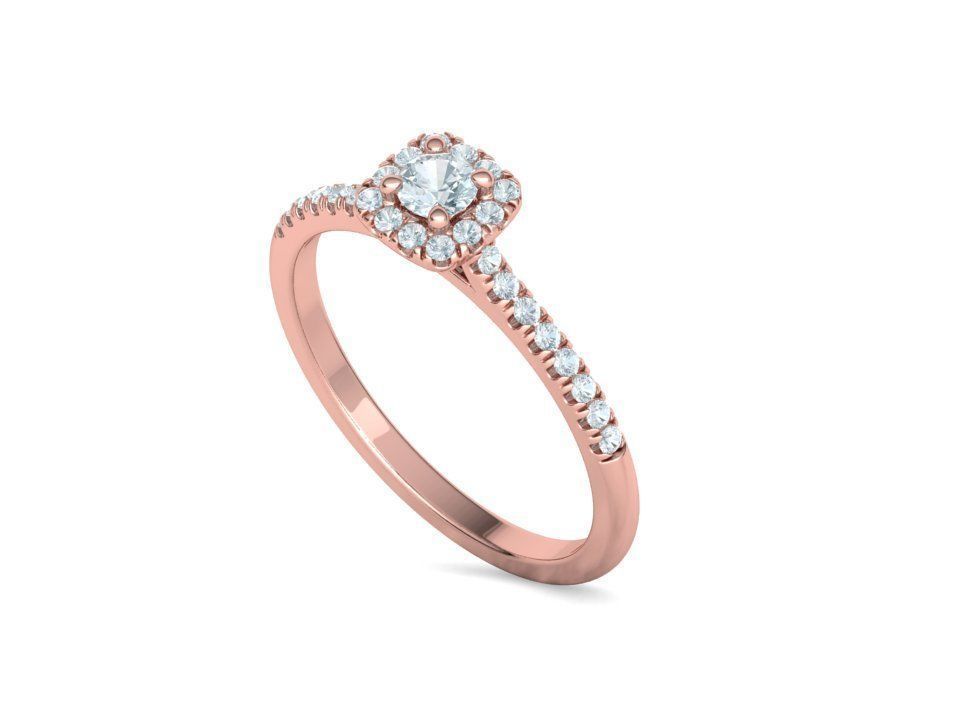 Cushion Halo Engagement Promise Ring 3Dprint model  3D print model_30