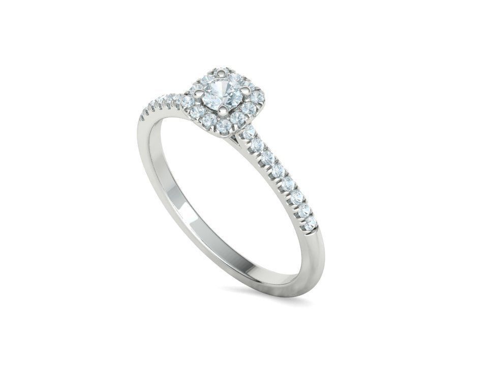 Cushion Halo Engagement Promise Ring 3Dprint model  3D print model_32