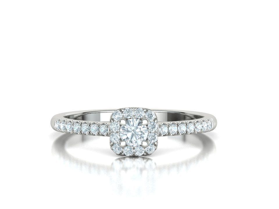 Cushion Halo Engagement Promise Ring 3Dprint model  3D print model_14