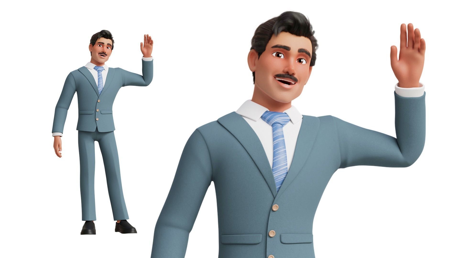 Business Man Character Low-poly 3D model_5