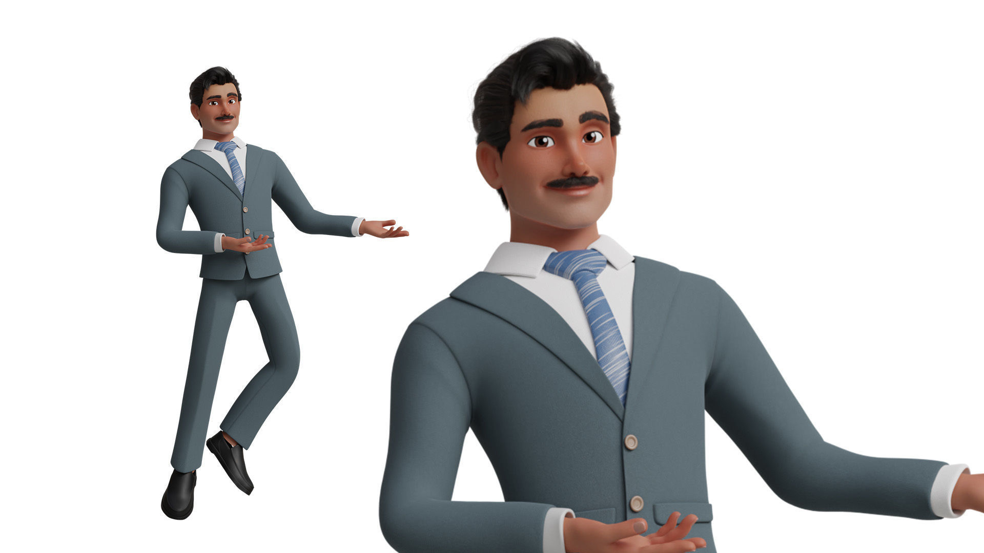 Business Man Character Low-poly 3D model_23