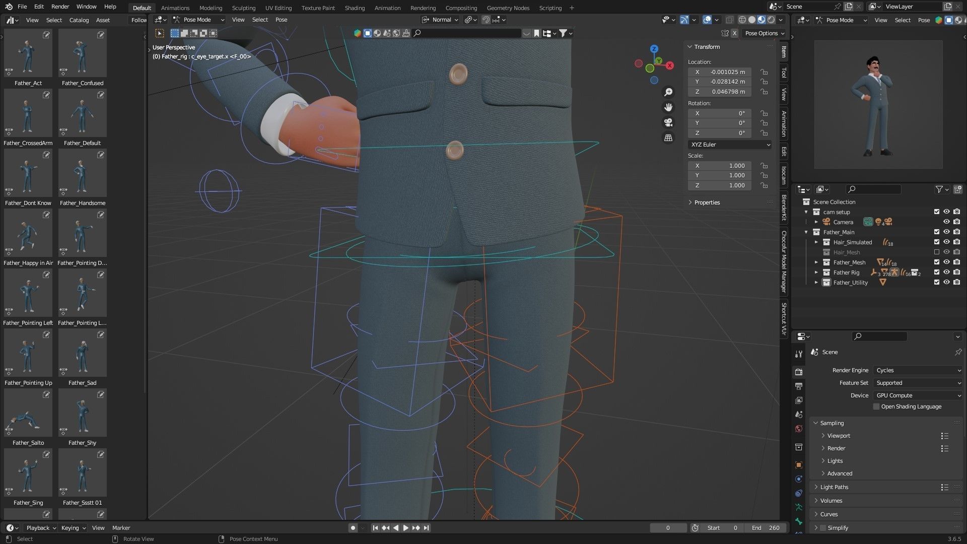 Business Man Character Low-poly 3D model_10