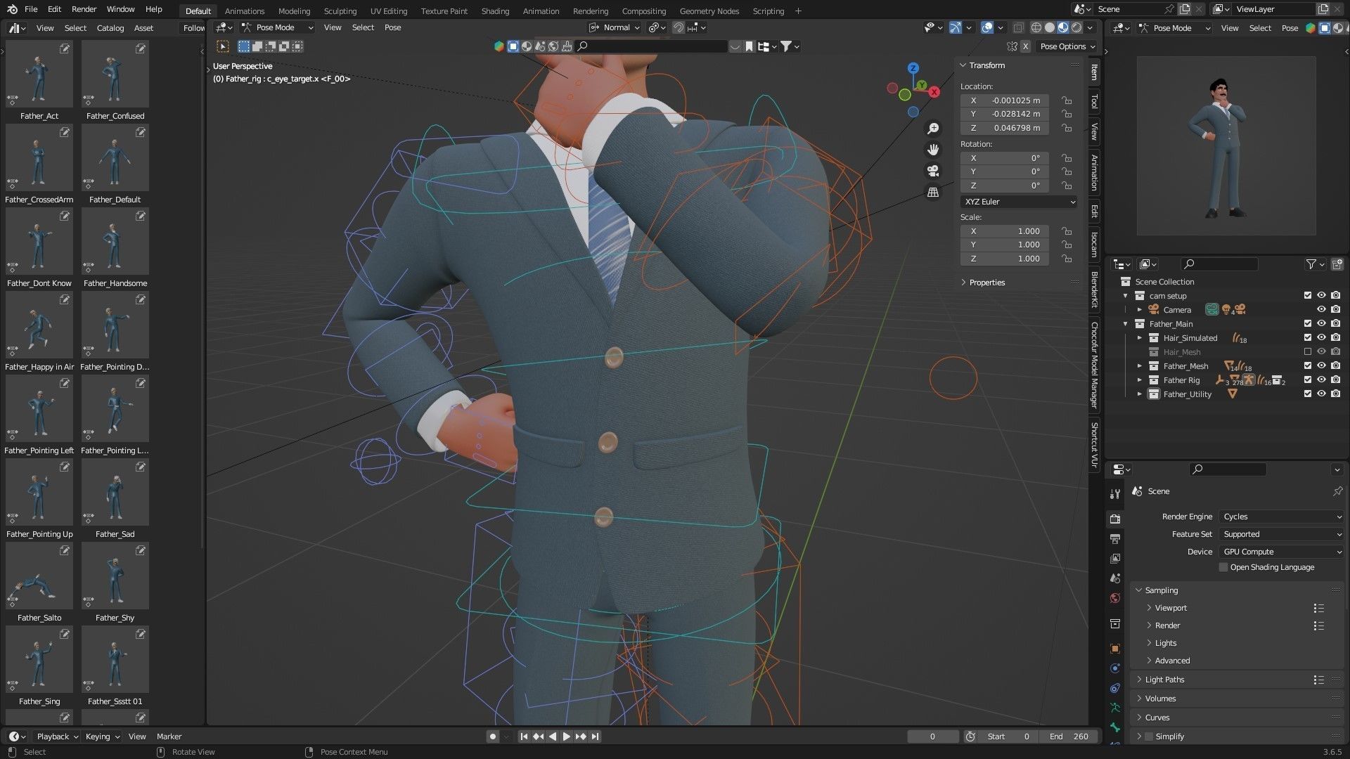Business Man Character Low-poly 3D model_9