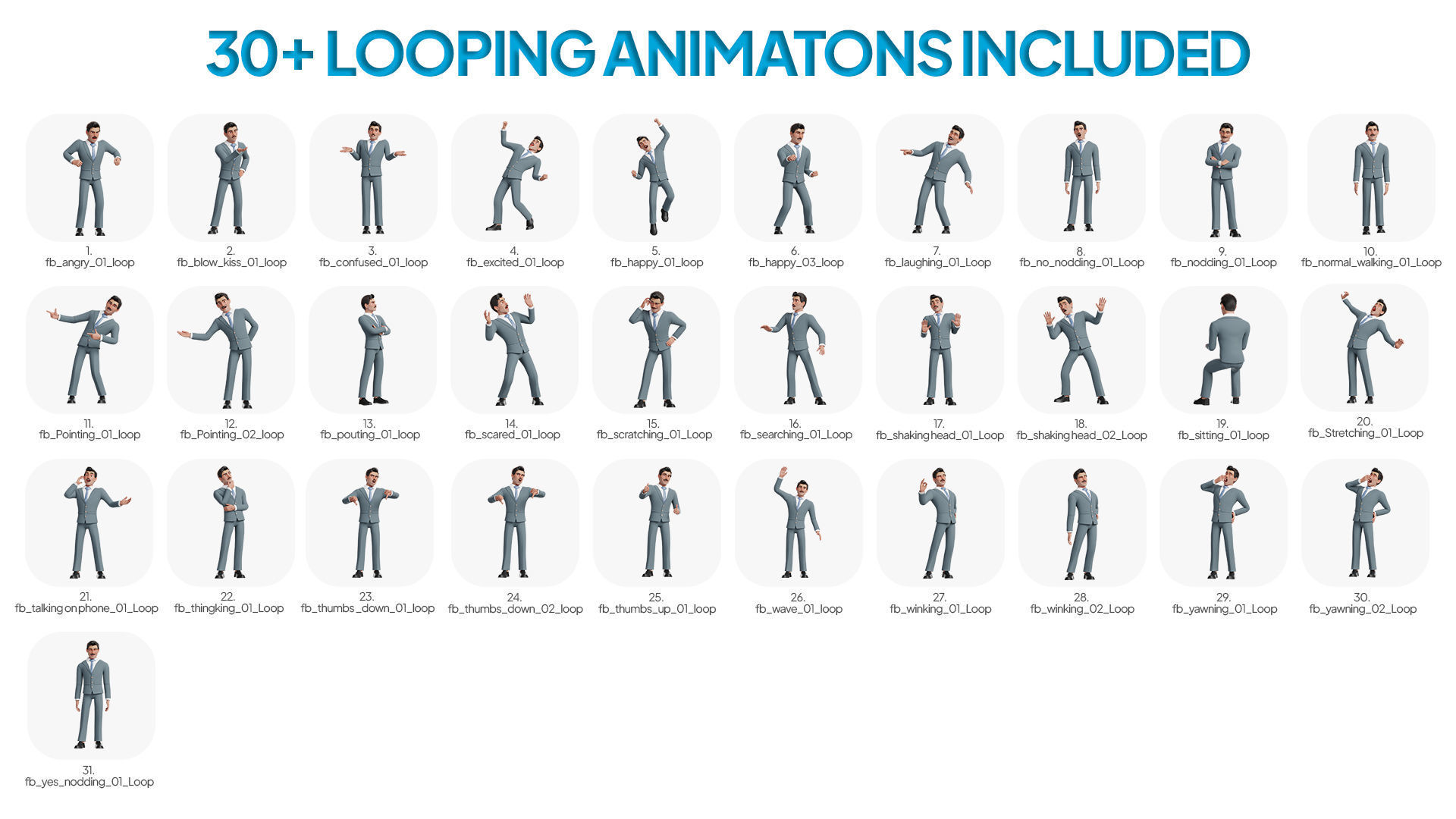 Business Man Character Low-poly 3D model_4