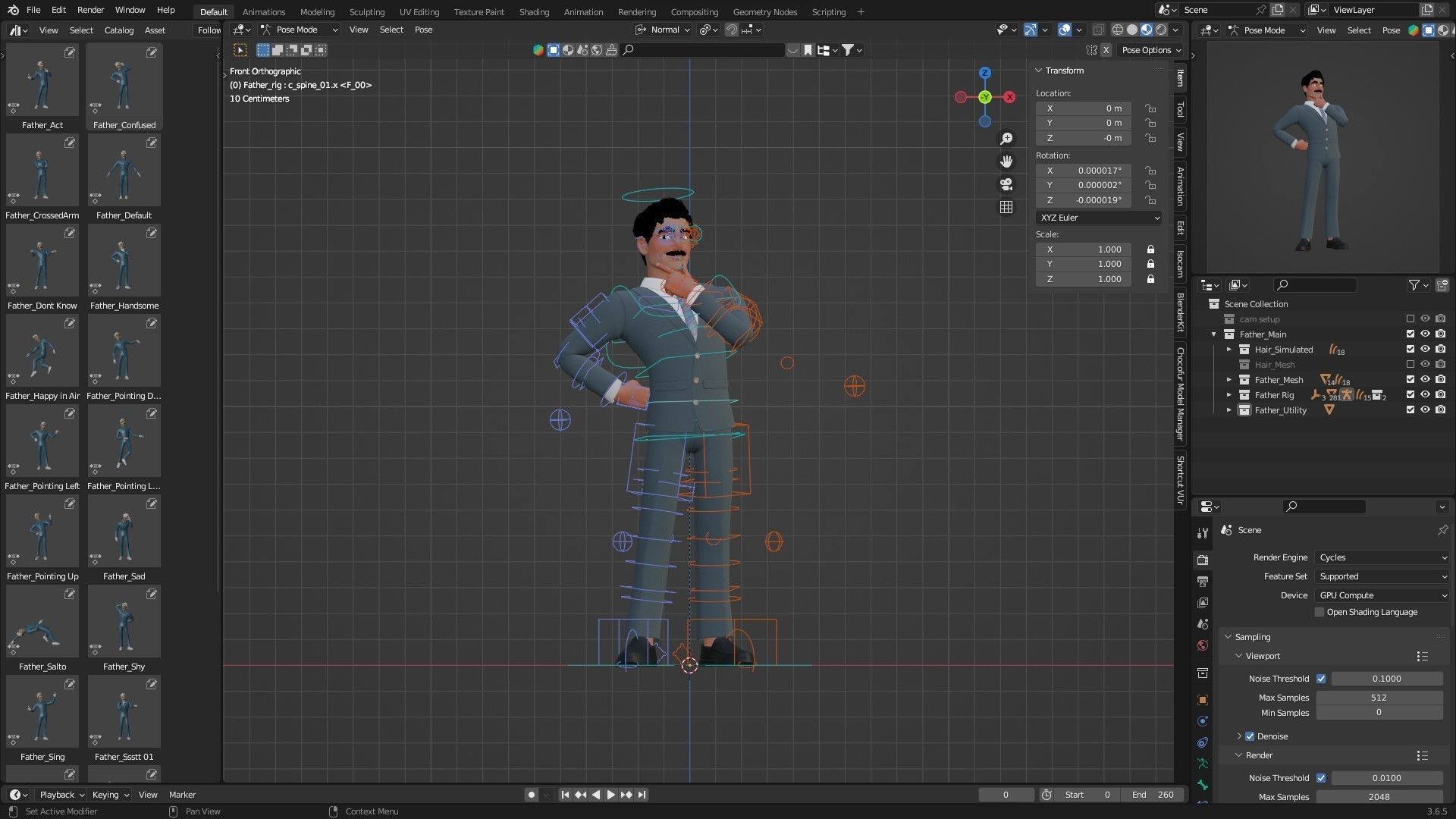 Business Man Character Low-poly 3D model_3