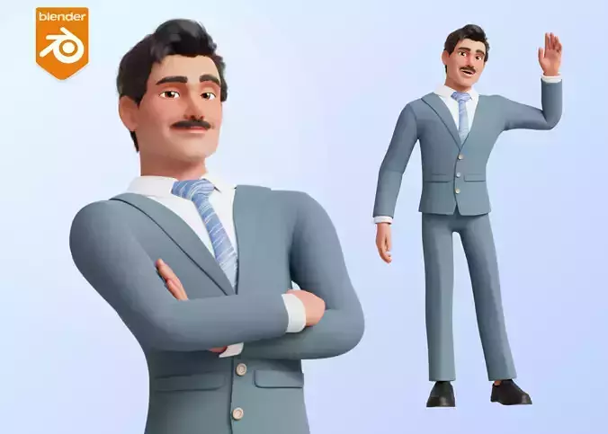 Business Man Character Low-poly 3D model