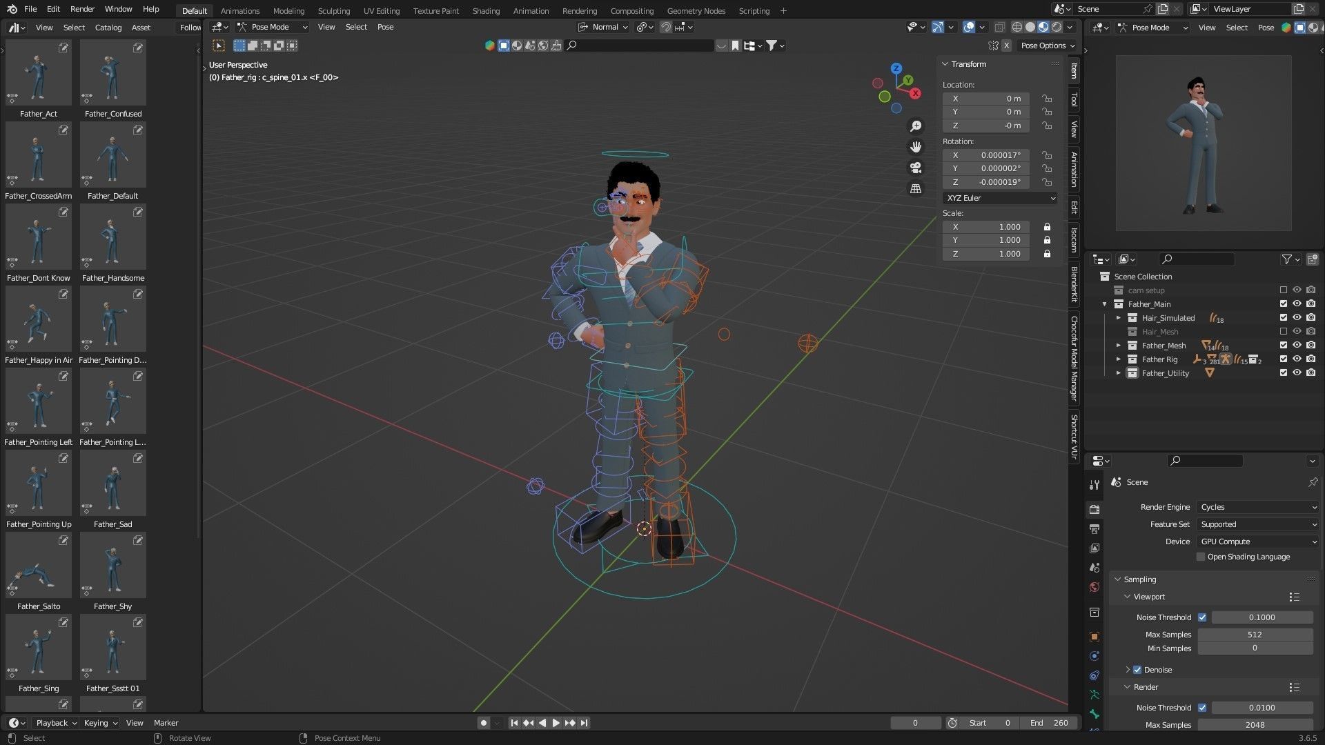 Business Man Character Low-poly 3D model_19