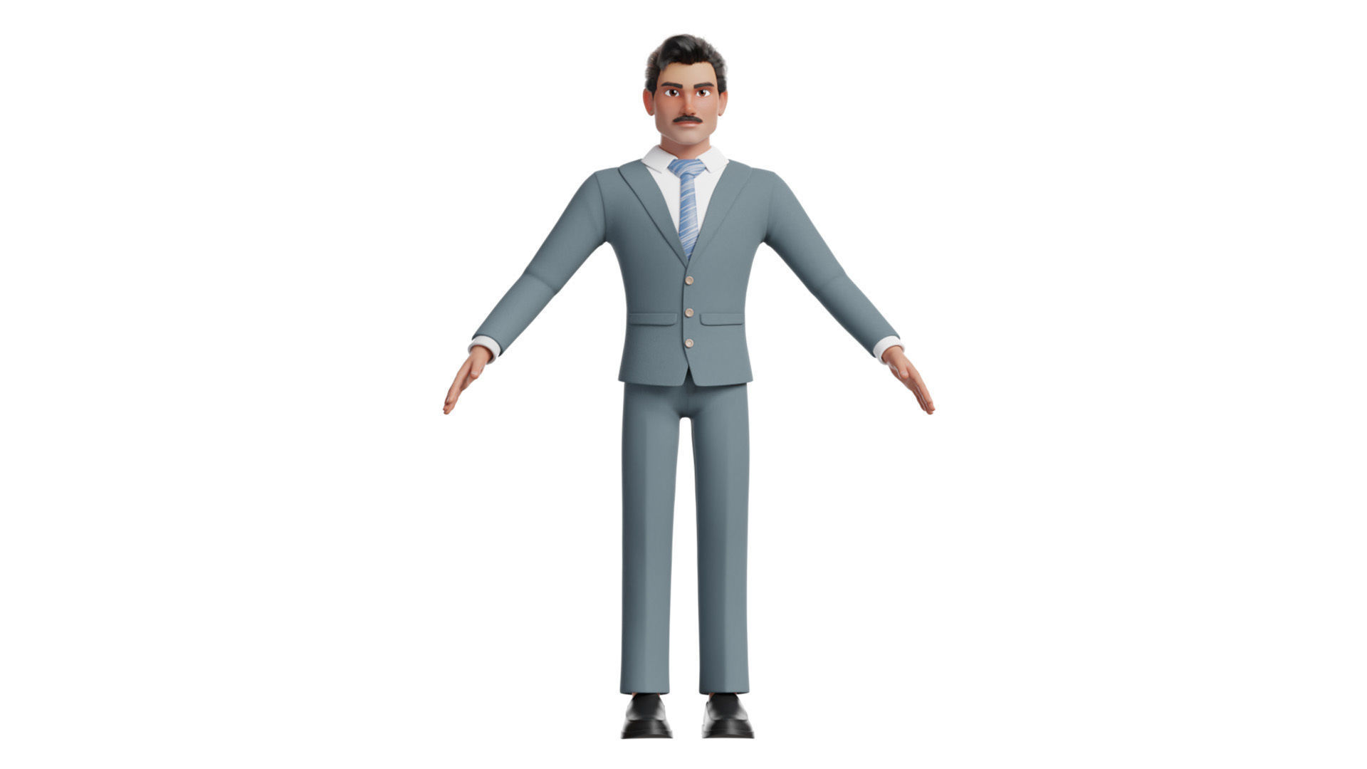 Business Man Character Low-poly 3D model_14