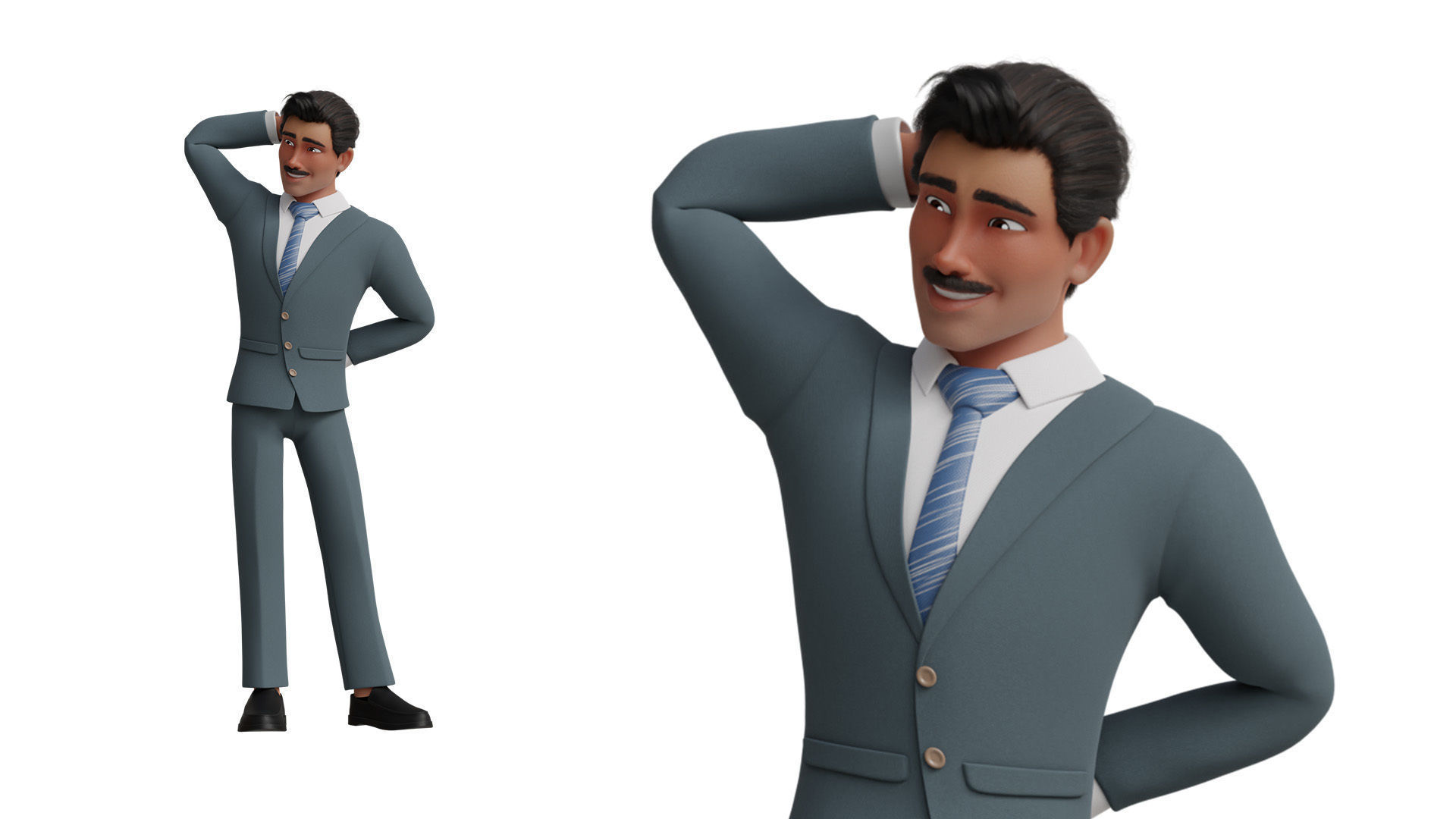 Business Man Character Low-poly 3D model_25