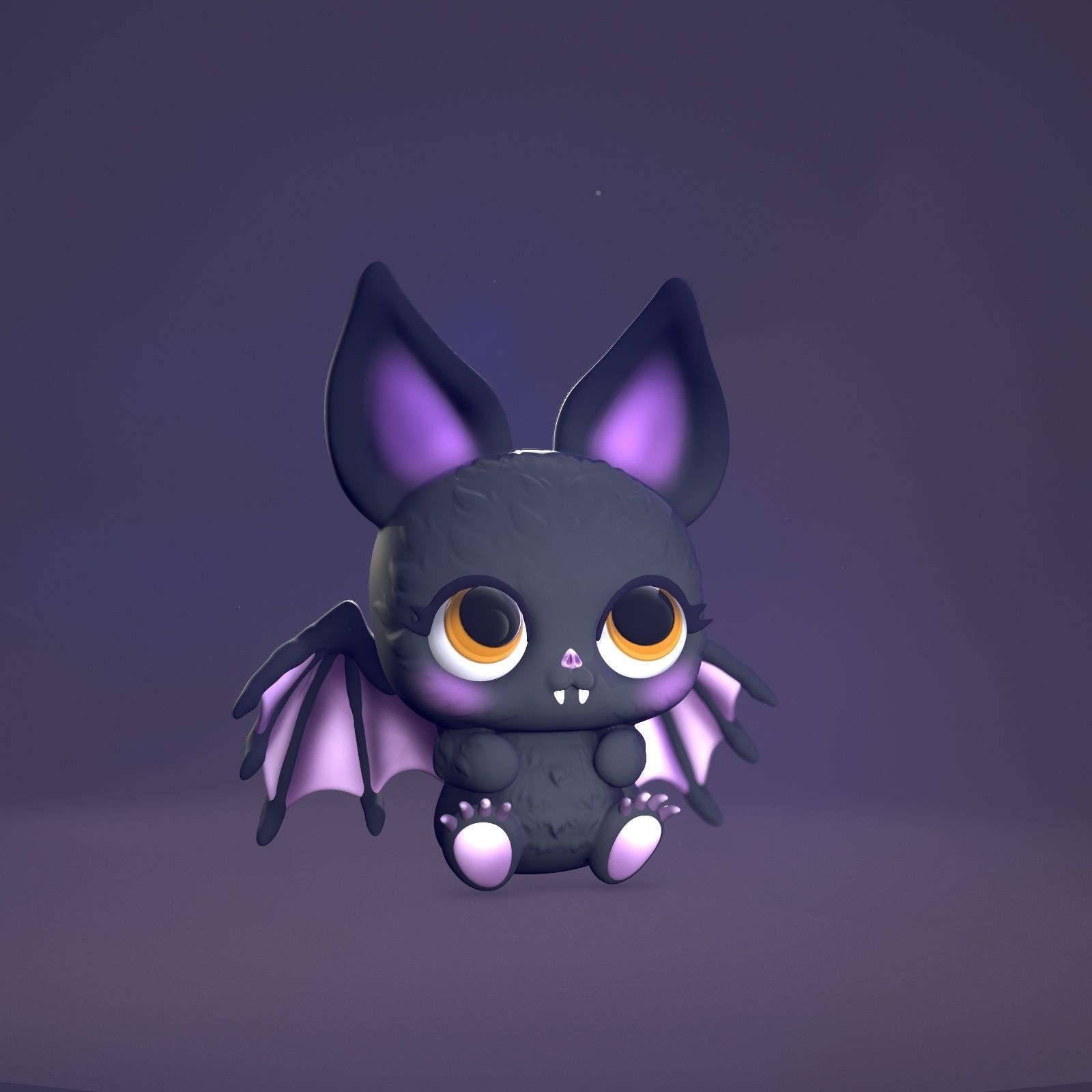 Halloween little cute bat 3D print model_10