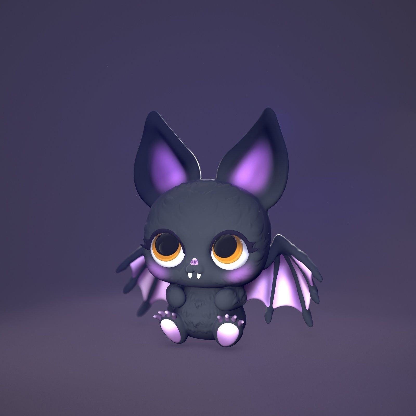 Halloween little cute bat 3D print model_5