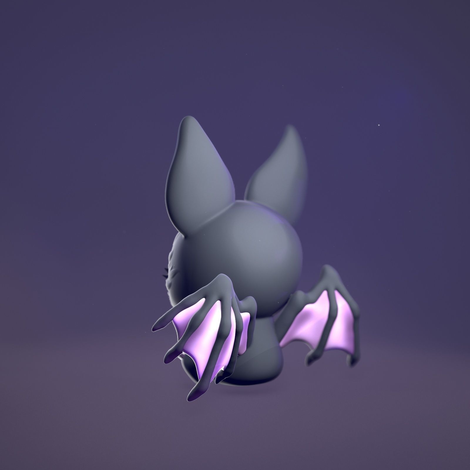 Halloween little cute bat 3D print model_7