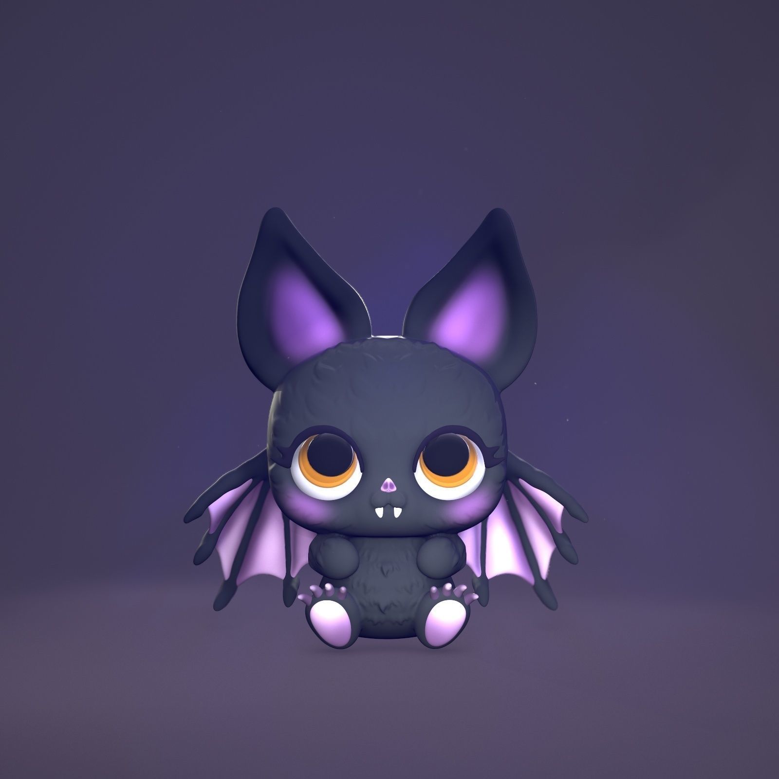Halloween little cute bat 3D print model_4