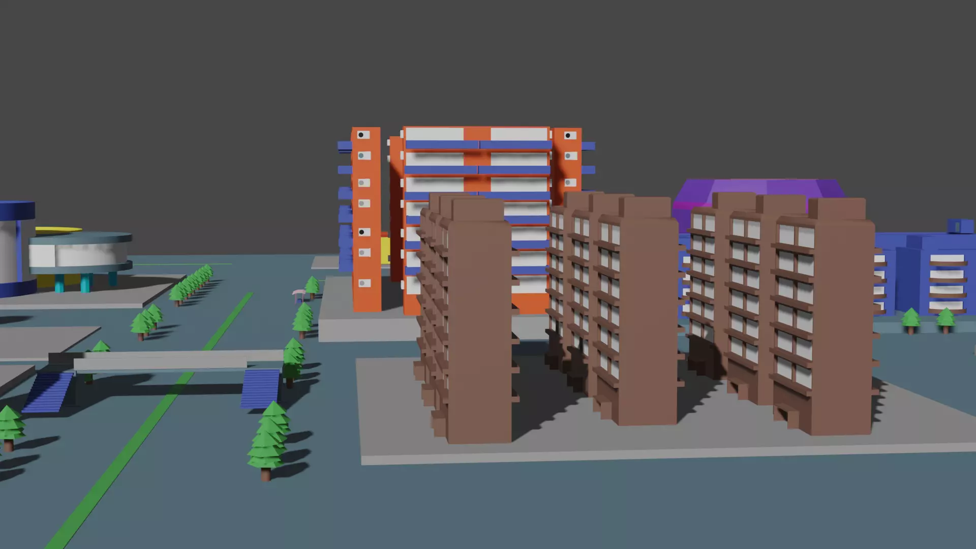 City and Street Free low-poly 3D model