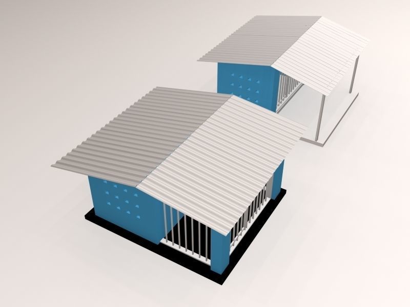 dog cage model 3D model_2