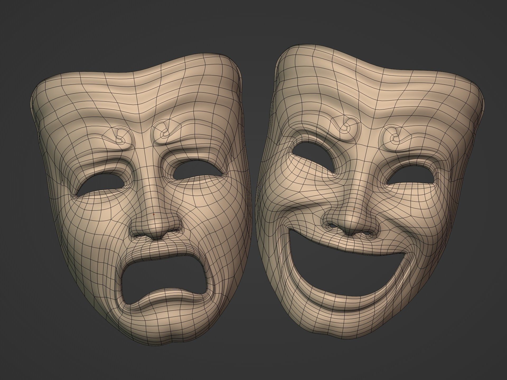 Theater Masks 3D model_6