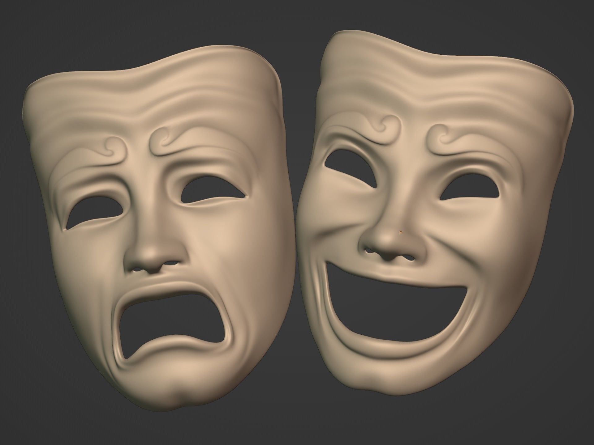 Theater Masks 3D model_3