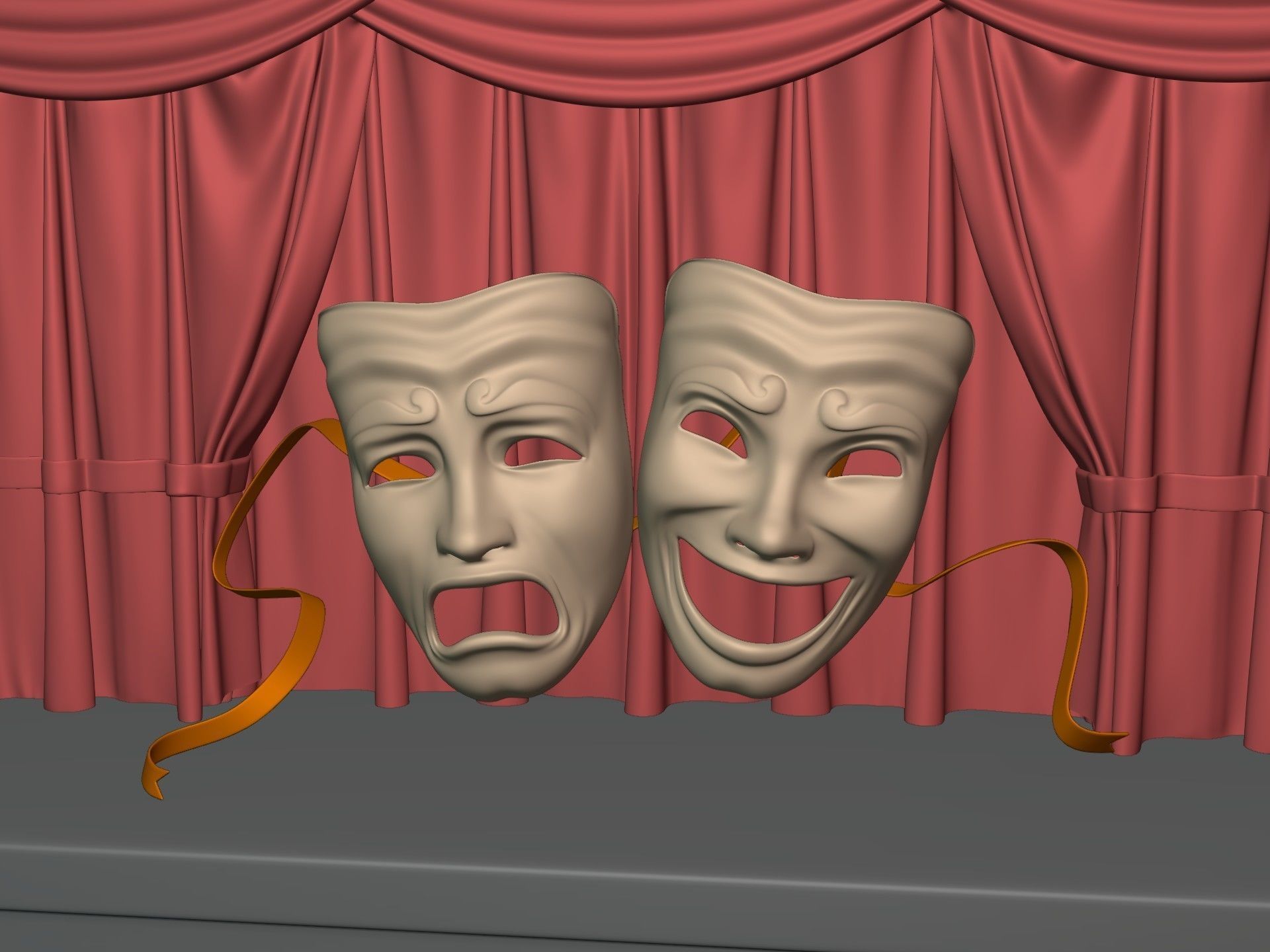 Theater Masks 3D model_1
