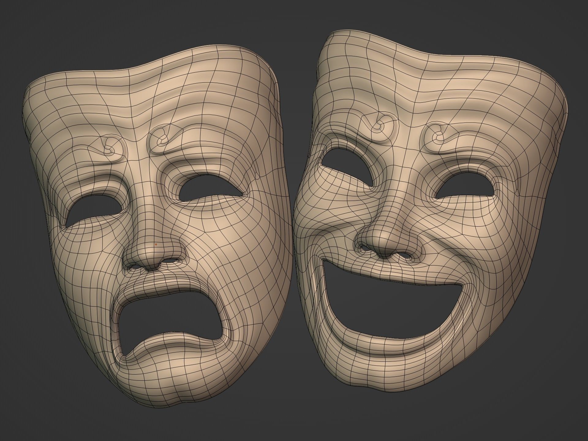 Theater Masks 3D model_4