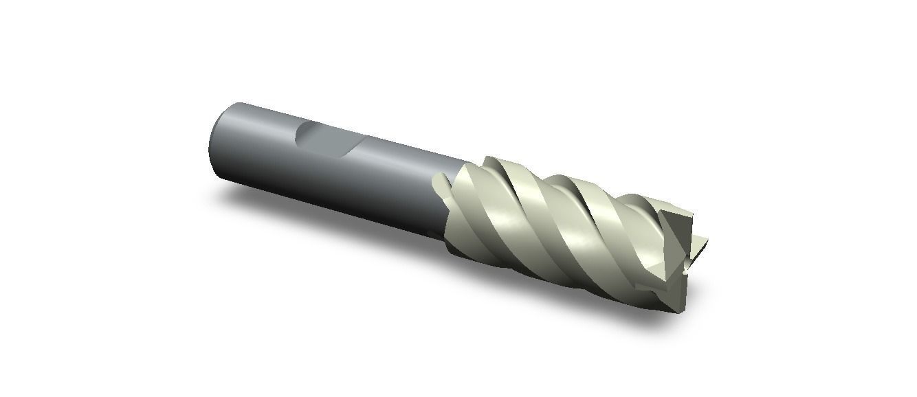20mm Metric Single End Mill - 4 flutes 3D model_37