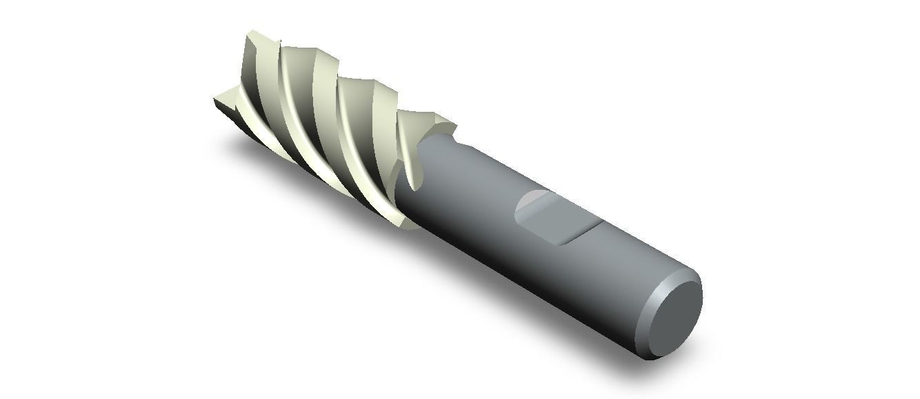 20mm Metric Single End Mill - 4 flutes 3D model_9