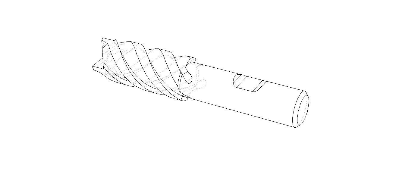 20mm Metric Single End Mill - 4 flutes 3D model_11