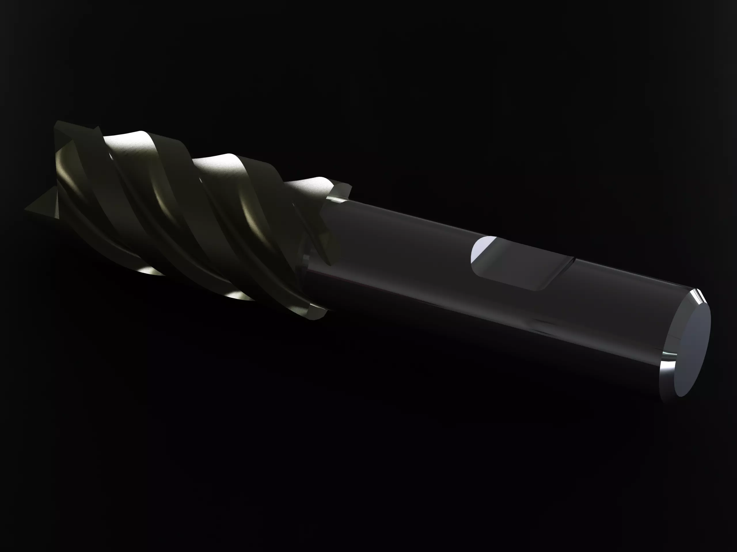 20mm Metric Single End Mill - 4 flutes 3D model_0