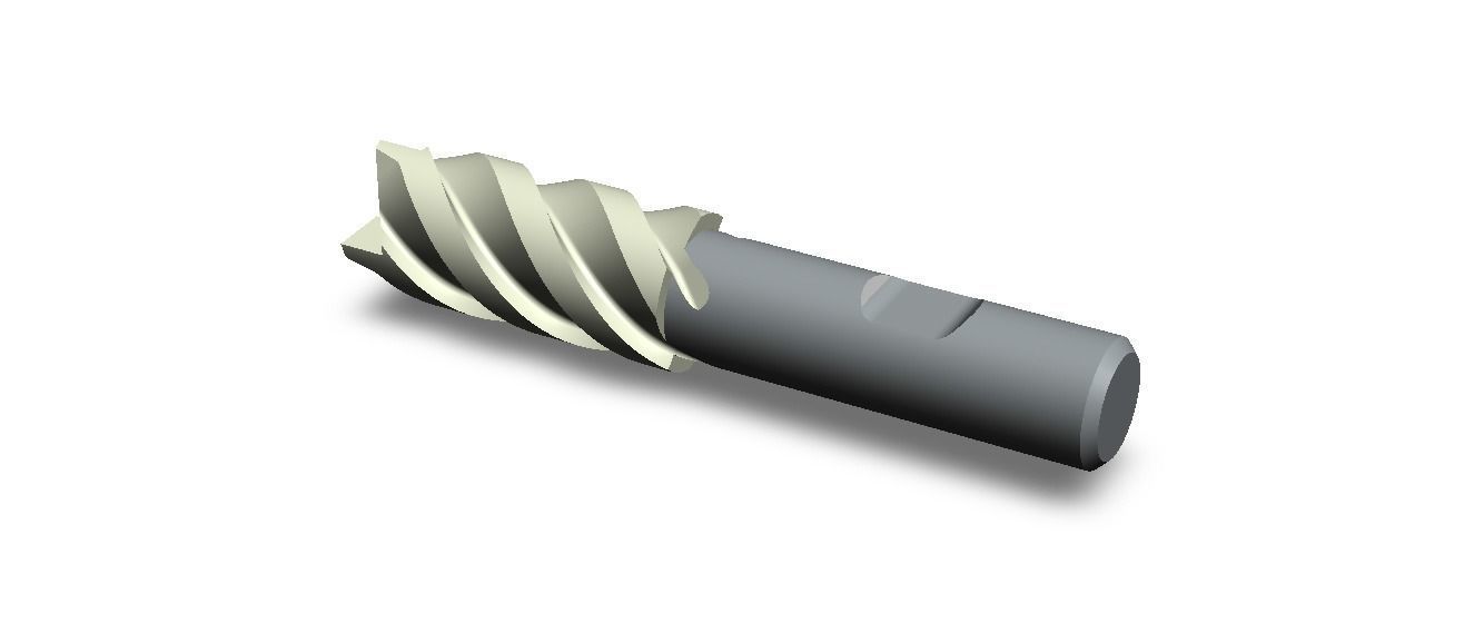20mm Metric Single End Mill - 4 flutes 3D model_13