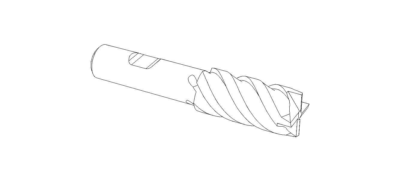 20mm Metric Single End Mill - 4 flutes 3D model_34