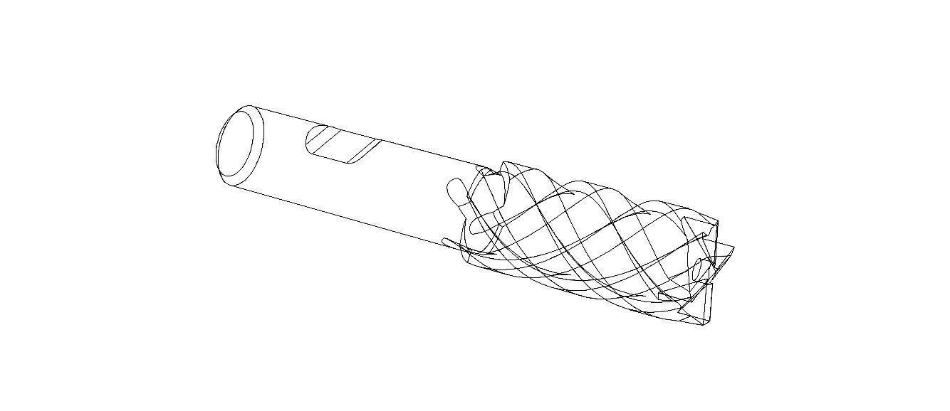 20mm Metric Single End Mill - 4 flutes 3D model_36