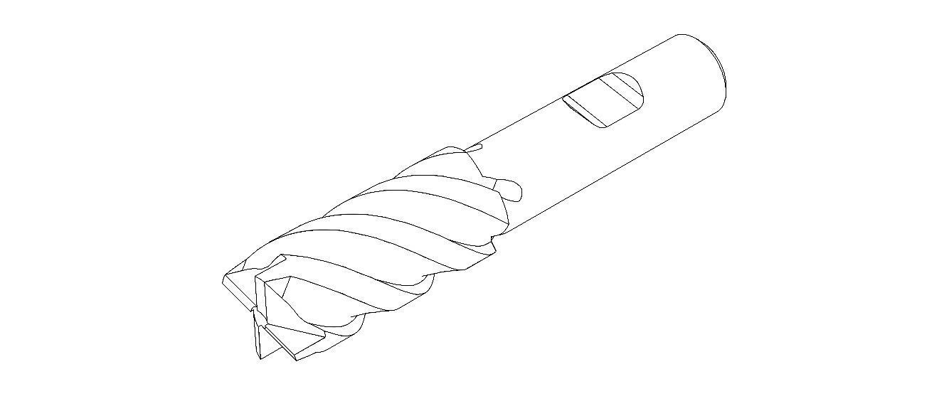 20mm Metric Single End Mill - 4 flutes 3D model_2