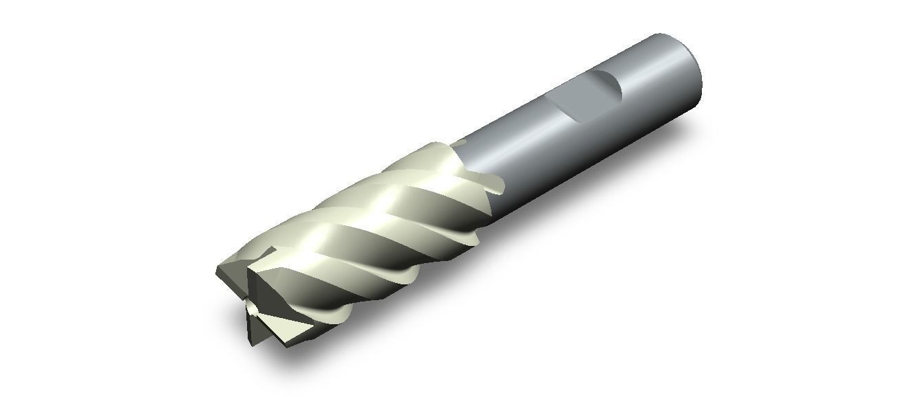 20mm Metric Single End Mill - 4 flutes 3D model_5